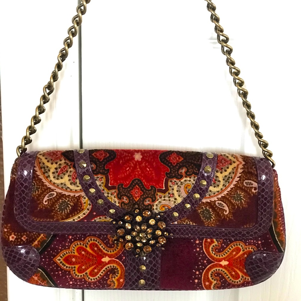 Gorgeous Like New Isabella Fiore Paisley Velvet Clutch